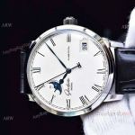 Swiss Replica Glashutte Senator Panorama Date Moon Phase Watch SS White Dial